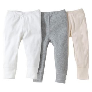 Burts Bees Baby Infant 3 Pack Footless Pant   Ivory/Grey/White 12 M