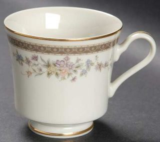 Mikasa Marquette Footed Cup, Fine China Dinnerware   Grand Ivory,Brown Band,Flor