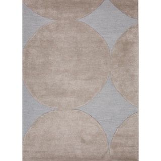 Hand tufted Pastel Blue Modern Geometric Wool/silk Rug (5 X 8)