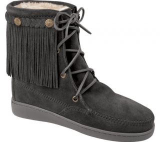 Womens Minnetonka Pile Lined Tramper Boot   Black Suede Boots