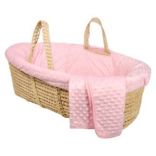Dimple Velour Moses Basket Set   Pink by Tadpoles