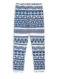 Flowers by Zoe Girls Aztec Leggings   Blue White