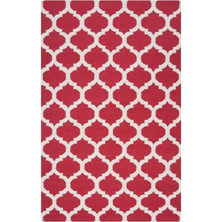 Hand woven Armstrong Red Wool Rug (2 X 3)