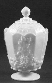 Westmoreland Paneled Grape Milk Glass Medium Canister   Stem 1881, Milk Glass, G