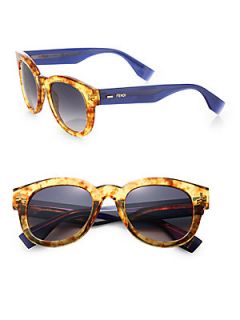 Fendi Colorblock Square Acetate Sunglasses   Amber Blue