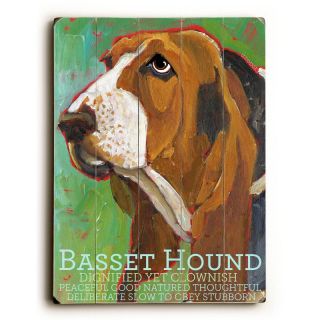 Artehouse Basset Hound Green and Red Wooden Wall Art   14W x 20H in.   0004 