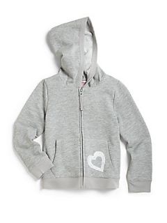 Design History Toddlers & Little Girls French Terry Sequin Heart Hoodie   Grey