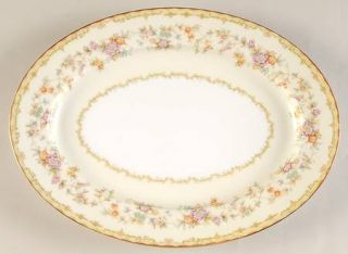 Noritake Columbine (No #) 11 Oval Serving Platter, Fine China Dinnerware   Red,