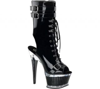 Womens Pleaser Illusion 1019   Black Patent/Black PVC Boots