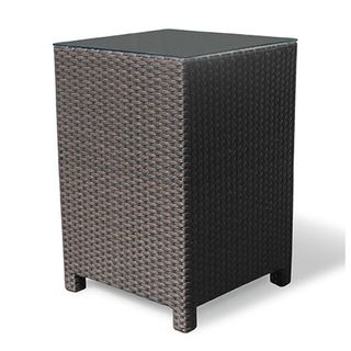 King Outdoor Small Cube Side Table (EspressoMaterials High density polyethylene, powder coated aluminum, Tempered GlassFinish Espresso weaveWeather resistantUV protectionDimensions 25 inches high x 17 inches wide x 17 inches longWeight 13 pounds )