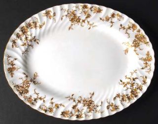 Minton Ancestral Gold 12 Oval Serving Platter, Fine China Dinnerware   Gold Flo
