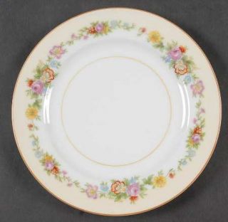 Noritake N187 Bread & Butter Plate, Fine China Dinnerware   Floral Border, Orang