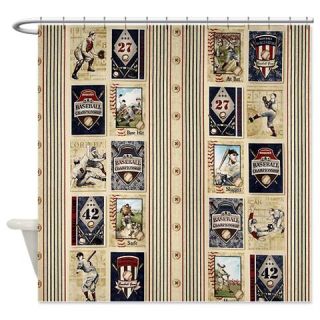  Striped Baseball Collage Shower Curtain  Use code FREECART at Checkout