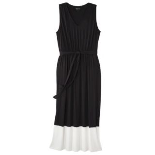 Merona Womens Plus Size Sleeveless Color block Maxi Dress   Black/Cream 3