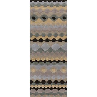 Hand tufted Sandygeo Grey Geometric Shapes Wool Rug (26 X 8)