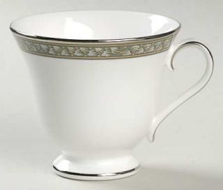 Waterford China Laurel Footed Cup, Fine China Dinnerware   Gray & Yellow Leaves,