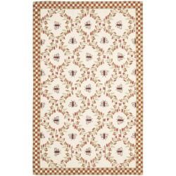 Hand hooked Bees Ivory/ Rust Wool Rug (6 X 9)
