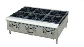 Black Diamond 6 Burner Countertop Hotplate   Heavy Duty, 150,000 BTU,Stainless, NG