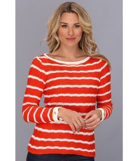 Jones New York Long Sleeve Striped Sweater Womens Long Sleeve Pullover (Red)