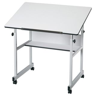 Alvin MiniMaster Adjustable Drafting Table   White   MM36 5, 36W x 24D in.
