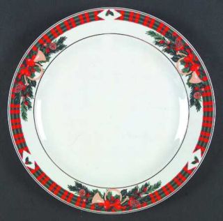 Signature Tartan Christmas Dinner Plate, Fine China Dinnerware   Plaid Band, Hor
