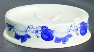 Portmeirion Harvest Blue Soap Dish, Fine China Dinnerware   Blue Flowers & Fruit
