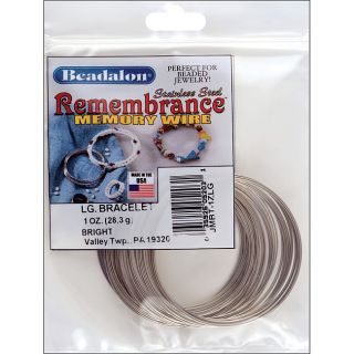 Memory Wire Bracelet large Bright (MetalMaterials WirePackage includesThis package contains 1 ounce of bright Remembrance memory wire.Dimensions5 inches long x 6 inches wide x 1 inch deepImported )