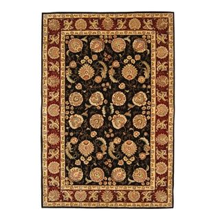 Safavieh Handmade Persian Court Black/ Red Wool/ Silk Rug (6 X 9)