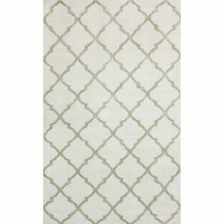 Nuloom Hand knotted Viscose Moroccan Trellis Rug Ivory (8 X 10)