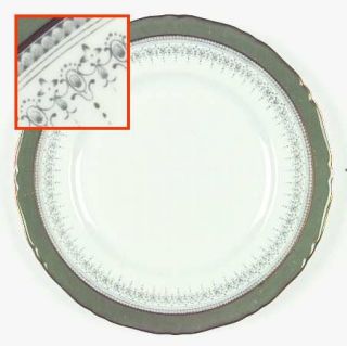 Royal Worcester Regency Green & Gray (New) Dinner Plate, Fine China Dinnerware  