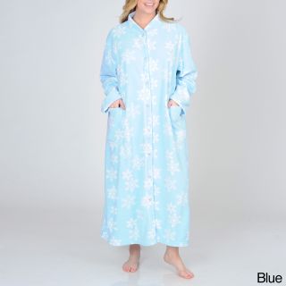 La Cera Womens Plus Size Snowflake Print Fleece Robe