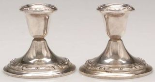 Gorham Rondo (Sterling, 1951, Hollowware Pair of Weighted Console Candleholder  