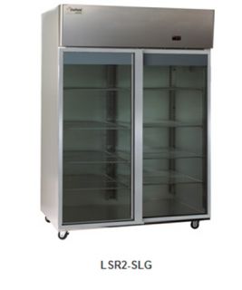 Delfield Scientific 56 Reach In Refrigerator   (2) Glass Full Sliding Door, All Stainless