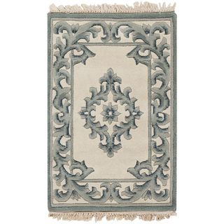 Hand knotted Archie Blue Wool Rug (53 X 83)