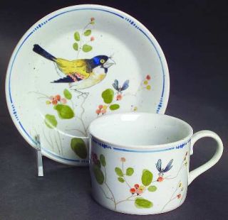 Fitz & Floyd Oiseau Flat Cup & Saucer Set, Fine China Dinnerware   Various Birds