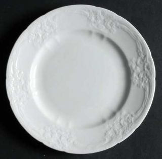 Coalport Sevres White Salad Plate, Fine China Dinnerware   All White, Embossed R