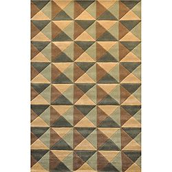 Indo Four Hand Tufted Wool Rug (8 X 11) (BeigeSecondary Colors GreenPattern GeometricTip We recommend the use of a non skid pad to keep the rug in place on smooth surfaces.All rug sizes are approximate. Due to the difference of monitor colors, some rug