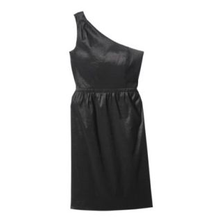 Womens Plus Size One Shoulder Shantung Dress   Black   24W