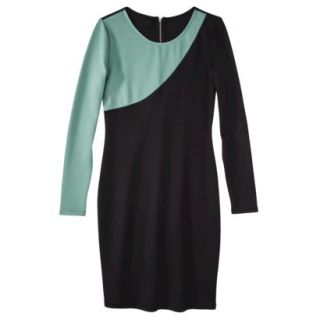 Mossimo Womens Asymmetrical Colorblock Scuba Dress   Black/Green XXL
