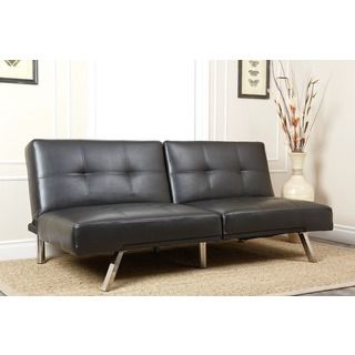 Abbyson Living Black Aspen Bonded Leather Convertible Sofa
