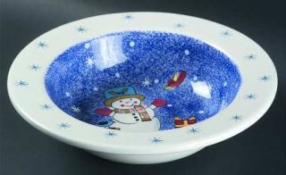 Studio Nova Frosty Snowman Rim Soup Bowl, Fine China Dinnerware   Snowman,Trees,