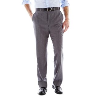 Stafford Super 100 Wool Flat Front Suit Pants, Grey, Mens