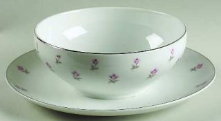 Style House Rosette Gravy Boat with Attached Underplate, Fine China Dinnerware  