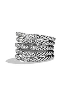 David Yurman Willow Five Row Ring with Diamonds   Silver