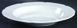 Block China Windsor Bone Rim Soup Bowl, Fine China Dinnerware   All White,Scallo