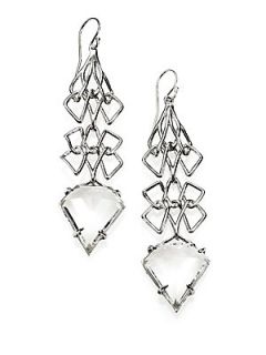 Alexis Bittar White Quartz Barbed Wire Drop Earrings   Silver
