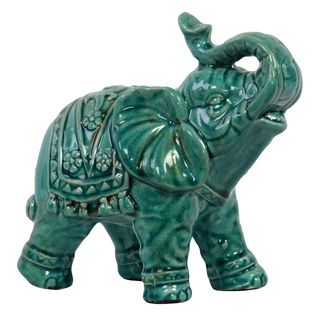 Ornate Turquoise Ceramic Elephant (CeramicDimensions 7 inches high x 7 inches wide x 4 inches deepUPC 877101106159Includes One (1) ceramic elephant)