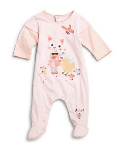 Catimini Infants Striped Cat Footie   Peach