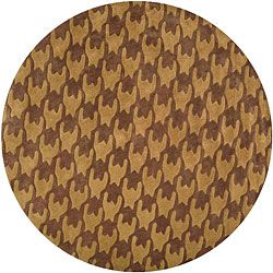 Hand tufted Retro Chic Brown Abstract Rug (8 Round)