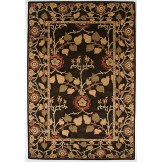 Hand tufted Transitional Oriental Deep Charcoal Rug (96 X 136)